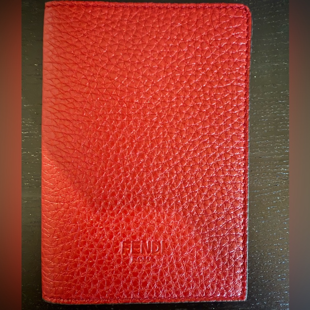 Fendi Red Texture Leather Passport